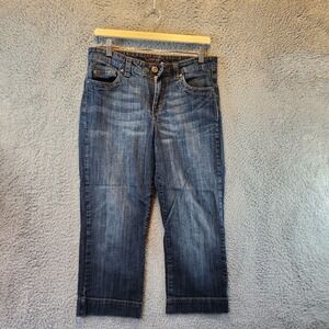 Common‎ Genes Capri Jeans Womens 10 Blue Cotton Stretch Mid Rise Pockets Zip Fly